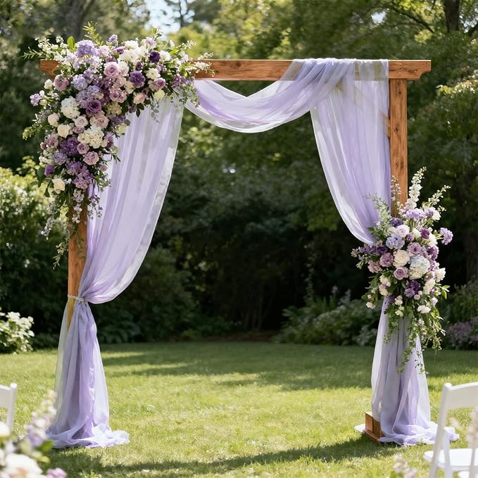 Wedding Arch Draping Fabric 29" x 18 FT Lavender Sheer Chiffon Outdoor Curtain Drapes for Wedding Birthday Party Ceremony Decor(1 Panel, Lavender)