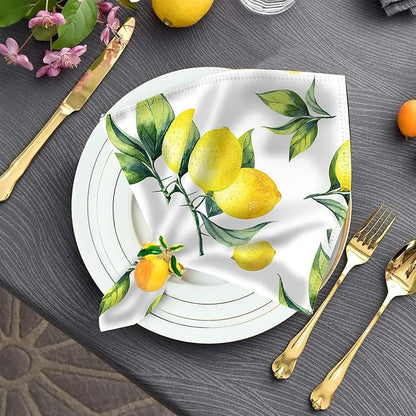 Lemon Napkin Rings Set of 6, Elegant Citrus-Themed Tableware for Summer Parties,Weddings, Thanksgiving Thanksgiving, Christmas(Yellow, One Size)