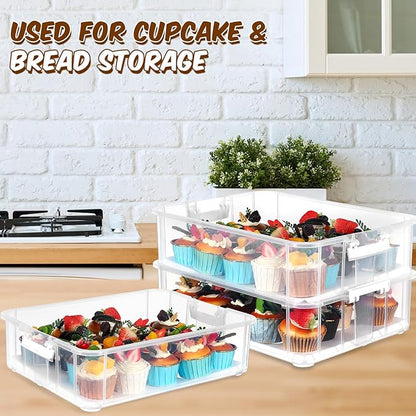 36 Cupcakes Carrier 2-layer for Cake Container Cupcake Holder with Lid and Handle Detachable Dessert Dessert Small Snack for Party Storage Container
