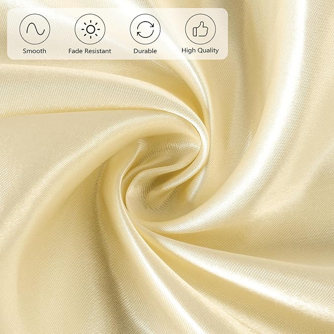 Ruisita 120 Inches Round Satin Tablecloths Champagne Overlay Round Satin Table Cover Bright Silk Tablecloth Smooth Fabric Tablecloth for Wedding Banquet Table Decoration