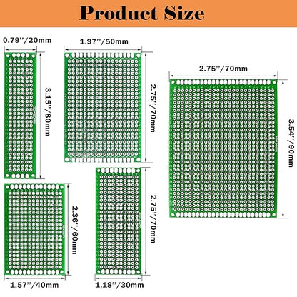 48PCS Double Sided PCB Board Kit for DIY Soldering and Electronic Project Circuit Boards Prototype Boards Compatible with Arduino Kits, 2.54mm Male and Female Header Connector