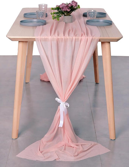 MDS Halloween Chiffon Table Runner - 12 Pack, 29 x 170 Inches, 14ft Each - Sheer Spooky Table Runners for Haunted House Parties, Trick-or-Treat Tables, Witchy Décor, Wedding & Events - Dusty Rose