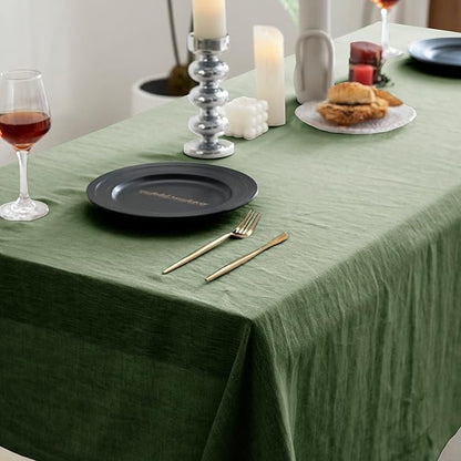 EVERLY 100% Pure Linen Rectangle Tablecloths 60x108Inches for Dining,Buffet Parties,Picnic,Events,Weddings and Restaurants,Decorative Halloween,Thanksgiving Machine Washable Tablecloths-Green
