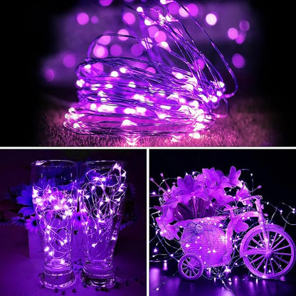 ZGWJ 12 Pack Fairy Lights Battery Operated, 7ft 20 Mini LED Fairy String Lights Silver Wire 3 Modes for DIY, Parties, Wedding, Bedroom, Halloween Christmas Decoration Purple