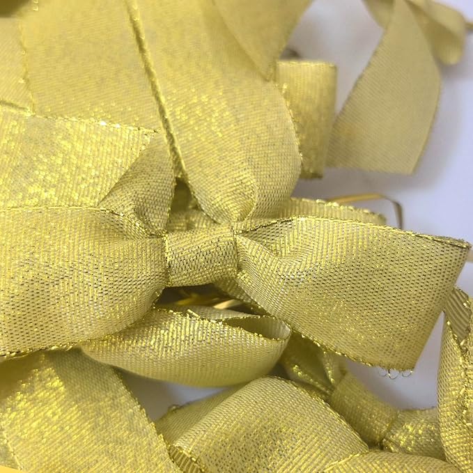 50pcs 3-1/2" Metallic Gold Satin Ribbon Bows with Twist Ties for Gift Wrapping Packing Christmas Decoration (Metallic Gold)