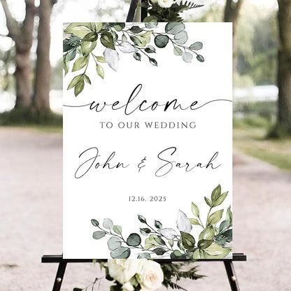 Personalized Wedding Welcome Sign, 18 inches x 12, Plastic, Vintage Style, Waterproof PVC, Perfect for Indoor/Outdoor Use