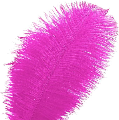 Ballinger Fuchsia Large Ostrich Feathers - 24pcs 8-10inch Hot Pink Feathers for Party Centerpieces, Flower Arrangement and Home Decor