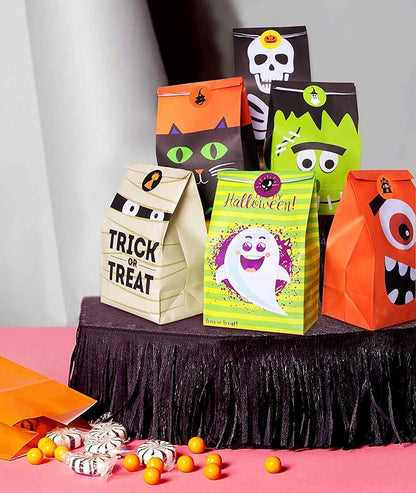 90PCS Halloween Treat Bags Party Favors - Trick or Treat Candy Goodie Gift Bag Stuffer Filler Paper Supplies Decorations with 90 Stickers