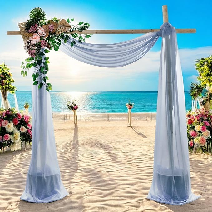 MDS Halloween Chiffon Draping Fabric - 1 Panel, 30" Wide x 50ft Long - Sheer Spooky Arbor & Canopy Drapery for Haunted House Backdrops, Party Ceilings, DIY Costumes & Themed Events - Dusty Blue