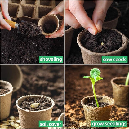 JERIA 50-Pack 3.15 Inch Peat Pots for Seedling with 50 Pcs Plant Labels,Outdoor Garden Germination Nursery Pots,Biodegradable Seed Starter Pots Kits