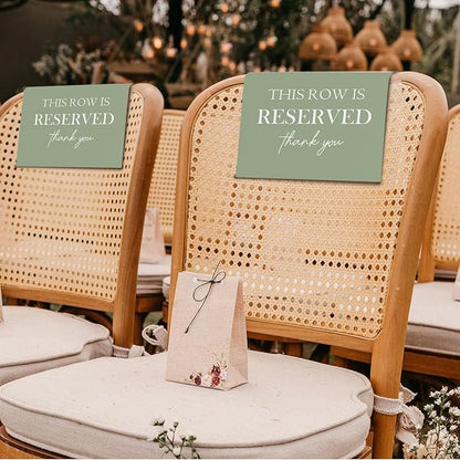 Reserved Seating Chair Signs, This Row Is Reserved Pew Cloths Seating Placeholder for Church Pews, Sage Green Wedding Decorations for Reception Parties Event (Sage Green, 4 PCS)