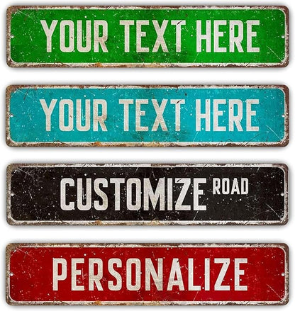 Custom Signs Outdoor Metal, Personalized Street Sign for Home Bar Wall Decor, 6x24 Inches, Indoor/Outdoor Use, Rust-Free Aluminum