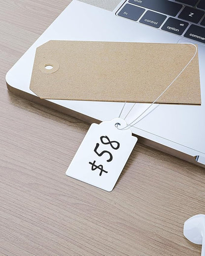 Uniclife 1000 Pcs Price Tags 1.8 Inch Writable Price Labels White Price Display Tags for Pricing Clothing Jewelry Gifts Blank Hang Tags Merchandise White Marking Tags with Strings, 1.8" x 1.05"