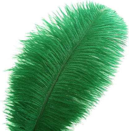Ballinger Green Ostrich Feathers Bulk - 24pcs 10-12inch Feathers for Vase, Wedding Party Centerpieces Mardi Gras Decorations and Home Decor