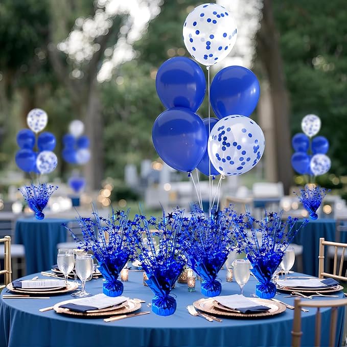 12 Pack Metallic Foil Spray Centerpiece Star Table Decoration Burst Table Centerpieces for Birthday Wedding Anniversary Graduation Holiday Party Supplies Decor, Blue
