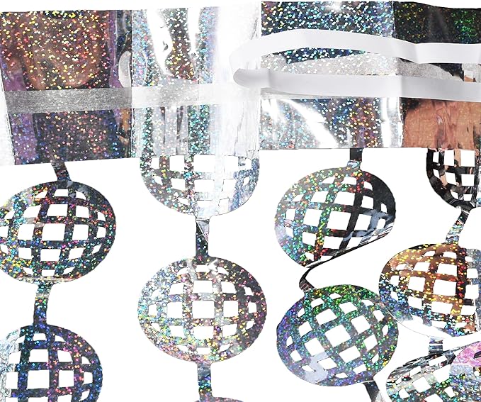 BRAVESHINE Hanging Balls Party Streamers Backdrop - 2 Pack Silver Tinsel Foil Curtain Photo Fringe Backdrop for 70s 80s Party, Birthdays, Bachelorette, Engagement, Music, Dance,New Years Decorations