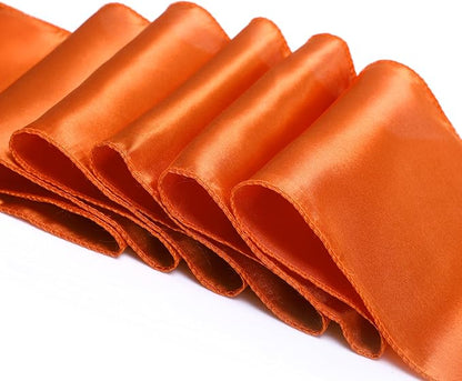 MDS Pack of 75 PCS Satin Chair Sashes Charmeuse Sateen Dining Chair Bows Ribbon Ties Back Sash for Wedding Party Birthday Home Hotel Restaurant Banquet Decoration (7 x 108 Inch, Brunt Orange)