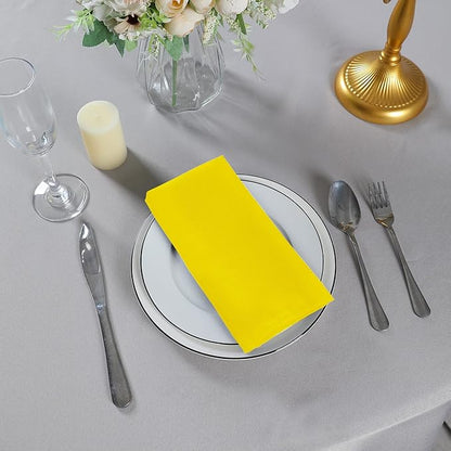 Cloth Napkins 17x17 inch Washable Polyester Dinner Napkins Soft Table Napkins for Wedding Party Dining Banquet(Yellow,12PCS)