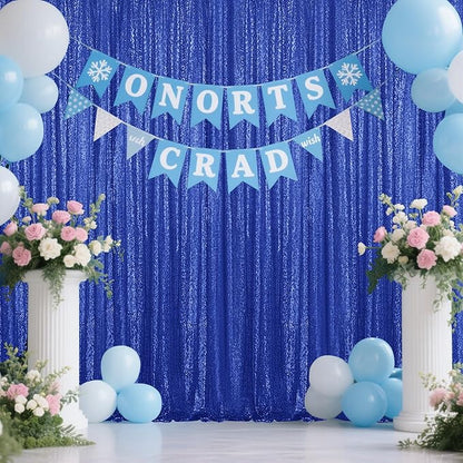 Navy Blue Sequin Backdrop Curtain 2 Pieces 2FTx8FT Glitter Photography Backdrop for Party Wedding Birthday Christmas Decorations