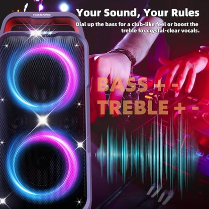 Portable Bluetooth Speaker: 240W Peak Powerful Loud Sound Deep Bass Wireless Boombox Large Subwoofer 15 Hours Battery Life Fast Charging with Led Light Show for Party Outdoor Camping Backyard