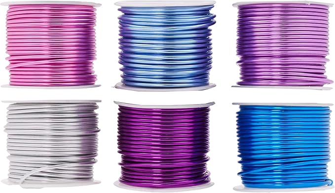 Mandala Crafts 12 Gauge Anodized Aluminum Craft Wire for Jewelry Making - 276 FT Colored Flexible Silver Lavender Purple Pink Ice Blue Turquoise Wire - Bendable for Bonsai Armature Crafting Sculpting