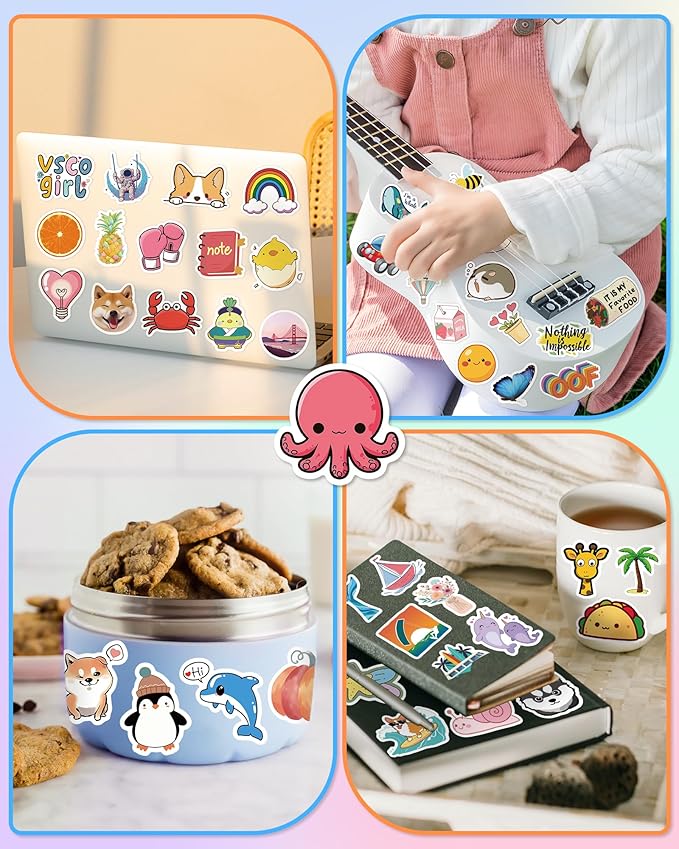 Sticker for Water Bottles, 400 Pcs/Pack Cute Vinyl Waterproof Vsco Laptop Stickers for School Students Gifts Classroom Teachers Prizes Stickers for Kids