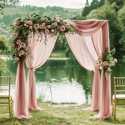 Wokceer Wedding Arch Draping Fabric 6 Panels 28.7" x 20FT Dusty Rose Drapes Sheer Fabric Backdrop Arch Draping Fabric for Wedding Ceremony Birthday Party Bridal Shower Decoration