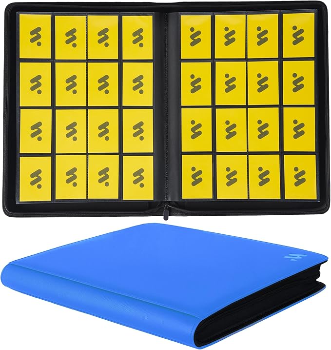 Premium 1000+ Pockets Card Binder,16 Pockets Trading Card Binder Ringless Side Loading Trading Card Album Folder for TCG -Light Blue