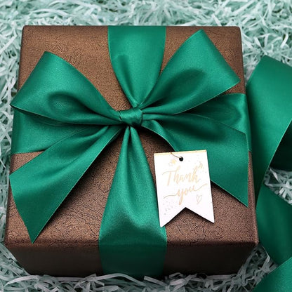 Dark Green Solid Satin Ribbon 2 Inch 25 Yards Solid Polyester Fabric Ribbon for Gift Wrapping Wedding Christmas Baby Shower Birthday Party Decoration Handmade Immortal Flower Craft