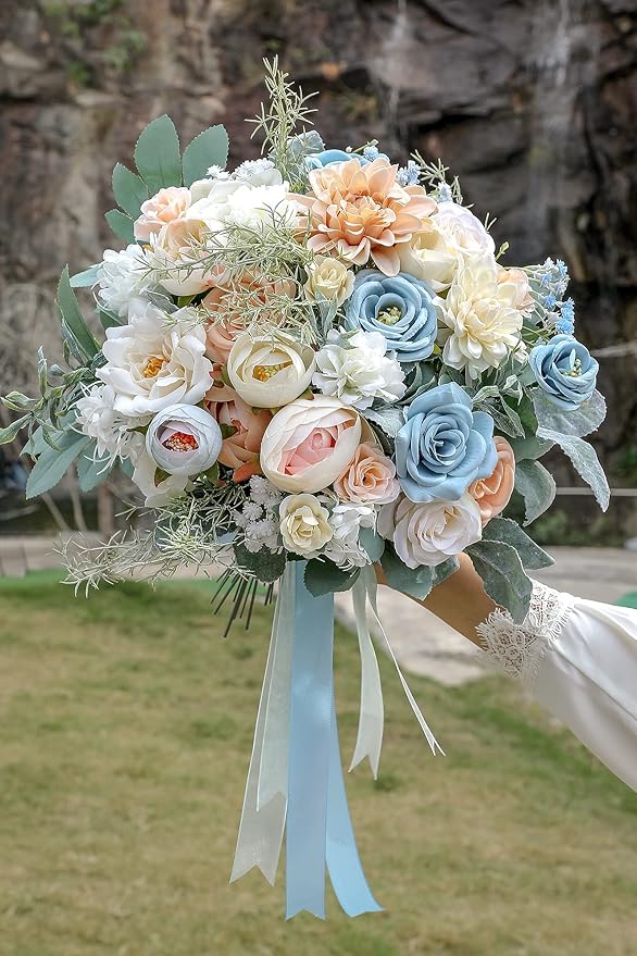 Serra Flora Artificial Flowers Box Set DIY Bouquets Centerpieces Faux Flowers Combo for Wedding Flowers with Leaves and Stems Floral Arrangements Bridal Baby Shower Home Decor