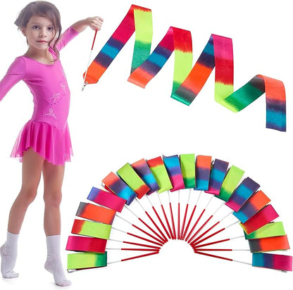 JOYIN 10 Pcs Ribbon Dancing Wands Party Favors Set, Dance Ribbon Gymnastics Ribbon Wand, Princess Birthday Party Favors for Kids, Carnival Prizes, Goody Bag Stuffers