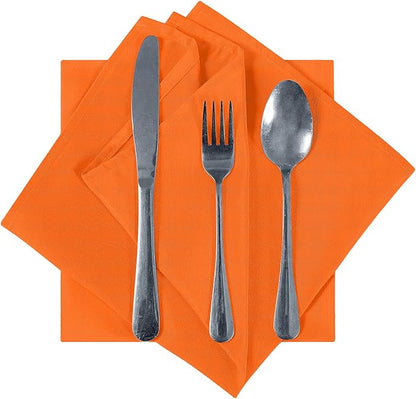 Cupuamon Cloth Napkins 17x17 inch Washable Polyester Dinner Napkins Soft Table Napkins for Wedding Party Dining Banquet(Orange,12PCS)