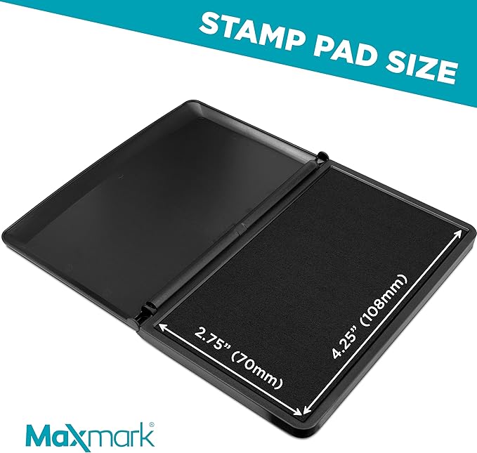 MaxMark Large Black Stamp Pad - 2-3/4" by 4-1/4" - Premium Quality Felt Pad