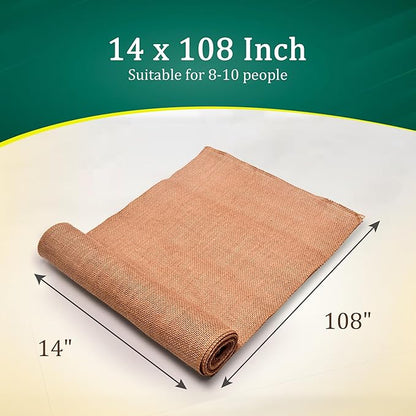 Burlap Table Runners (Pack of 3) – 14”x 108” - No-Fray Finished Edge Premium Quality Natural Table Runner – No Odor, Eco-Friendly Burlap Runner, Perfect for Rustic Table Decor and Other DIY Crafts