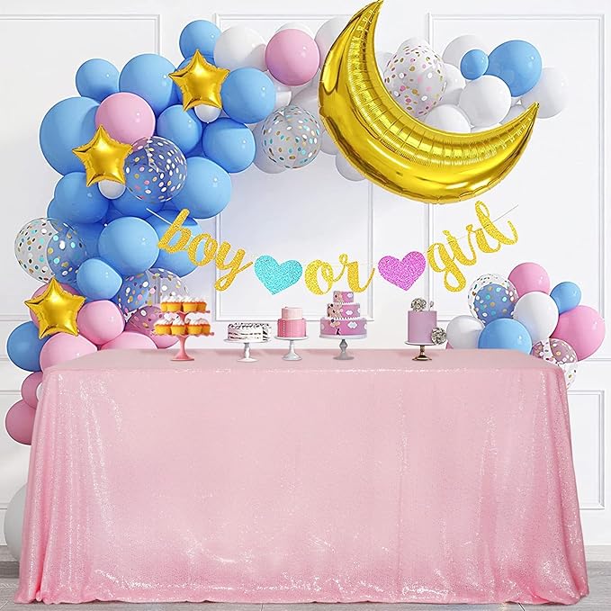 SquarePie Sequin Tablecloth 60 x 102 Inch Pink Sparkly Table Linen for Wedding Party