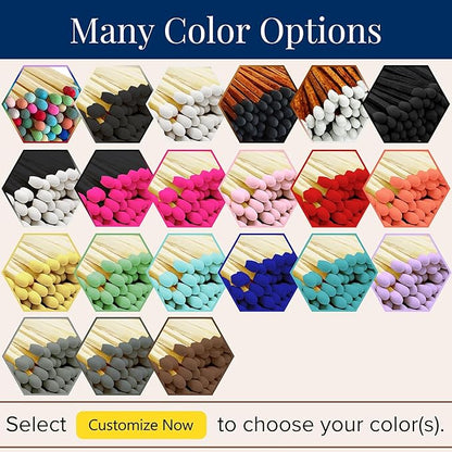 2" Choose Your Colors Safety Matches | Set of 300+ Bulk Artisan Matchsticks with Striker Stickers by Thankful Greetings | Select 3 Colors - 100+ of Each | Custom for Your Home Decor, Gifts, & Events