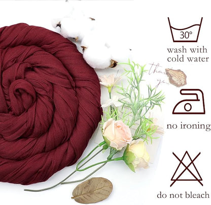 12 Pack Burgundy Cheesecloth Fall Table Runner 10ft Boho Gauze Fabric Cheese Cloth Table Runner 35 x 120 Inch Rustic Sheer Runner for Romantic Wedding Decor Baby Shower Party Centerpiece Decoration