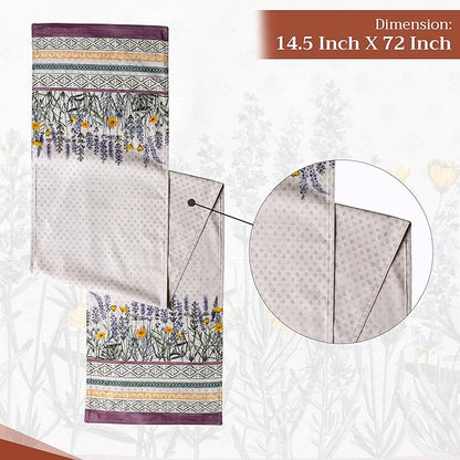 Maison d' Hermine Table Runner 100% Cotton Double Layer Table Runners 72 inches Long Decorative for Home Kitchen Dining Party Wedding Bridal Shower Spring Summer (Fanny Lavender, 14.50" x 72")