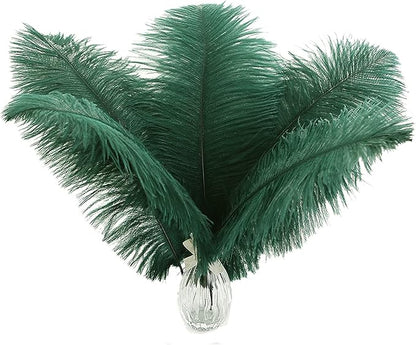 Ballinger Blackish Green Ostrich Feathers Bulk- 24pcs 8-10inch for Wedding Party Centerpieces Christmas Decor