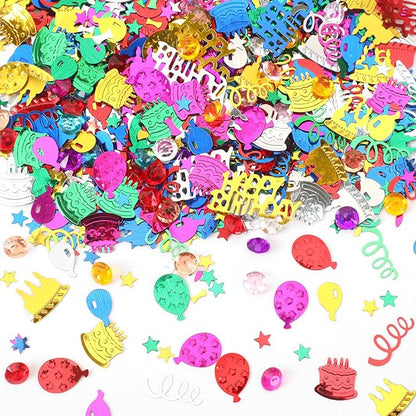 MARFOREVER Happy Birthday Glitter Confetti, Birthday Party Metallic Foil Table Confetti Multicolor Cake Balloon Sprinkles Table Centerpiece for Baby Shower Party Decorations