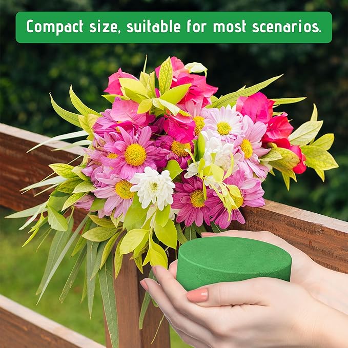 Max Shape 6Pcs Floral Foam Round Blocks, Large Wet and Dry Green Foam for Artificial and Fresh Flower Arrangement,Flower Foam Blocks for Wedding Party Decorations (3.15 Inch)