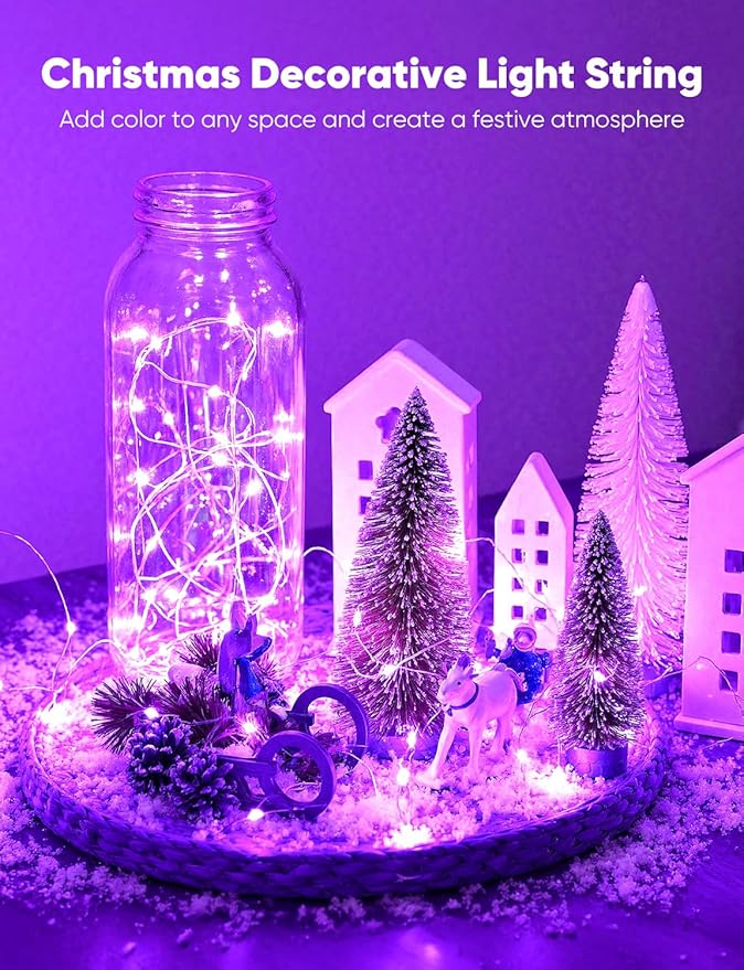 Minetom 20 Pack Fairy Lights Battery Operated String Lights, 8 Modes & Timer, 7ft 20LED 6 Colors Waterproof Silver Wire Twinkle Lights, Firefly Starry Moon Lights for Mason Jars DIY Christmas Wedding