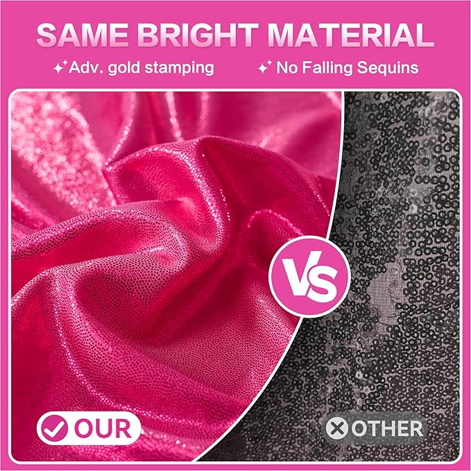 gogoparti 20x10FT Hot Pink Sequin Backdrop Curtain - 4 Panels of 5x10FT Wrinkle-Free Glitter Drapes for Photography, Birthdays, Weddings & Graduations