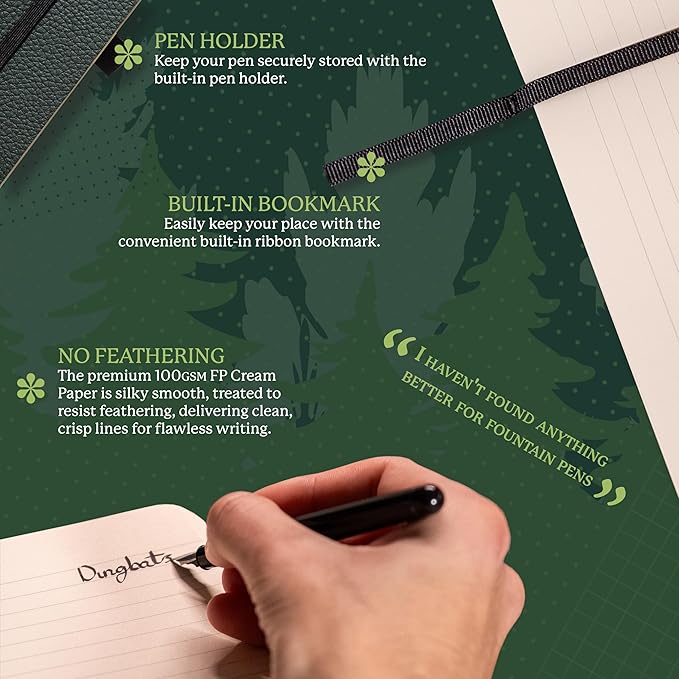 Dingbats* Wildlife Dotted Writing Journal Notebook A5 - Vegan Leather Softcover - Ideal for Work, Travel - Pocket, Elastic Closure, & Bookmark