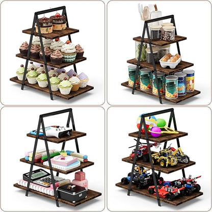 2 Pack Cupcake Stand 3 Tier Dessert Stand for 56 Cupcakes Dessert Table Display Set Wooden Cupcake Display Trays for Wedding,Birthday, Graduation, Party Decorations, Rustic Brown