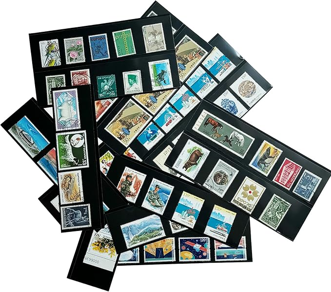 Philatelic Display Black Card Stamp Cover Stamp Collection Stamp Storage philatelic Album Stamps Collector Stamp Collecting Supplies Stamp Sleeves Stamp (2 Row Stamp Protective Cover 18 pcs)