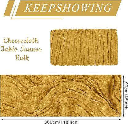 12 Pack Cheesecloth Table Runner, Runner Gauze Boho Wedding Decor Romantic Table Runner for Wedding Birthday Party(35" x 118")(Ginger)