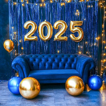 PartyWoo Dark Blue Streamers Fringe Backdrop 3pcs Navy Blue Foil Fringe Curtain 8.2FT Tinsel Backdrop for Birthday Gender Reveal Baby Shower Graduation Pool Under The Sea Ocean Party Decorations