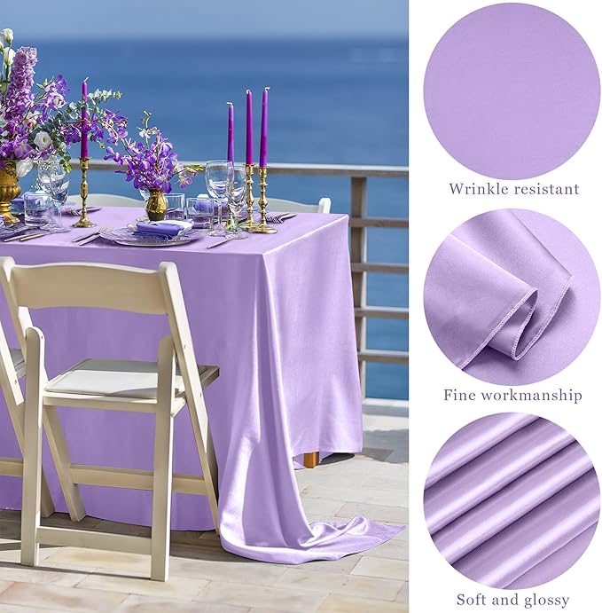 TURSTIN 4 Packs Pastel Rainbow Satin Tablecloth 102 x 58 Inch Overlay Satin Table Cover Rectangle Bright Silk Tablecloth Smooth Fabric Table Decoration for Wedding Banquet Party Events