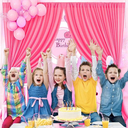 10 x 7 Feet Fluorescent Pink Backdrop Curtain for Partie, Background Curtains for Photoshoot, Birthday, Wedding, Halloween, Thanksgiving, Christmas Day, New Year Party Decorations 5Ft x 7Ft, 2 Panels